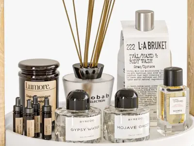 Set of cosmetics perfumes for make-up in the Beauty Salon 3D model