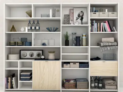 Shelvings tv unit with bookcases and shelves 3D Model Collection