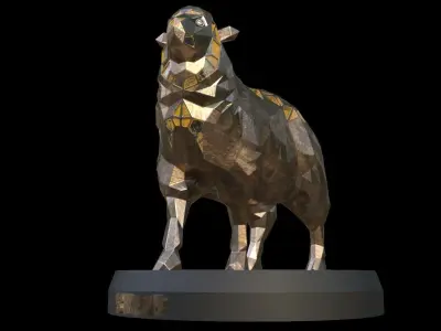 Steampunk Sheep Pose Low-poly 3D model