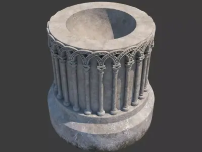 Church Furniture - Stone Baptismal Font 01 Ancaster 3D model