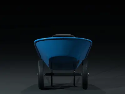 Gardening Cart blue painted Low-poly 3D model