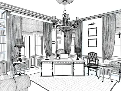 Classic Cabinet Scene Interior 3D model