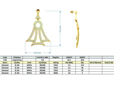 Women Earrings 3dm STL OBJ FBX Render Details 3D print model 5