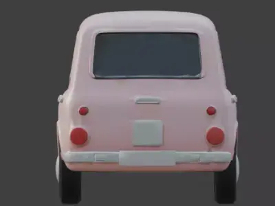 Pink Cartoon Mini Car 3D Model Low-poly 3D model