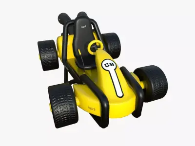 Cartoon Kart G06 Yellow - Vehicle Racing Design Low-poly 3D model
