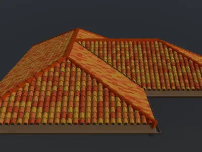 Hip roof with clay tiles 2301 3D model