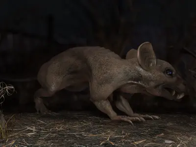Fanged Mutant Rat Low-poly 3D model
