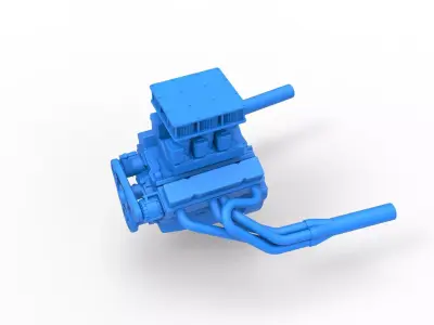Engine of Vintage Supermodified stock car V3 Scale 1 to 25 3D print model