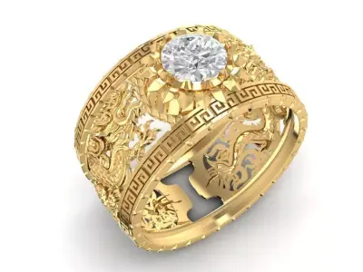 luxury dragon ring for men  1910 3D print model