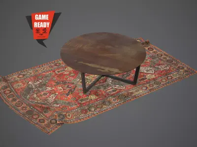 Rug Table PBR Game Ready Lowpoly Low-poly 3D model