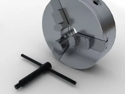 Lathe Parts - Chuck and Tailstock Low-poly 3D model