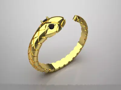Luxury yellow gold snake design ring jr00132 3D print model