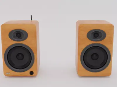 Speaker two wooden speakers Low-poly 3D model