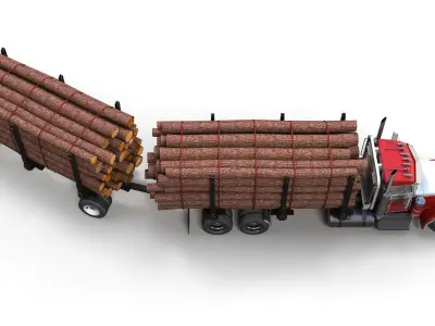 Peterbilt 379 logger truck Low-poly 3D model