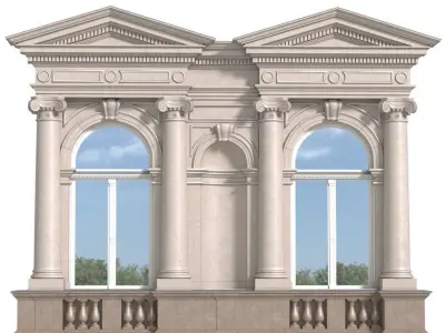 Classic facade with pediment 3D model