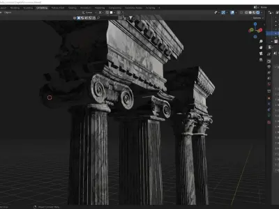 Columns in 5 styles  Game ready and printable Low-poly 3D model