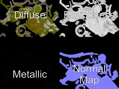 Antique Stone Well Entrance with Arch Model Pack Low-poly 3D model