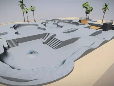 M0030 Beach Skatepark Low-poly 3D model