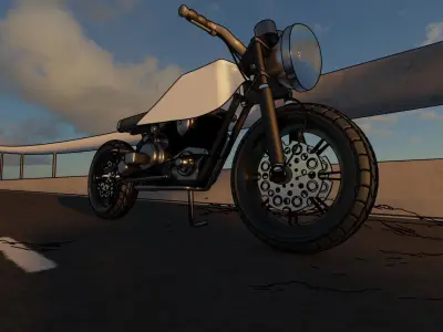 motorcycle on bridge 3D model