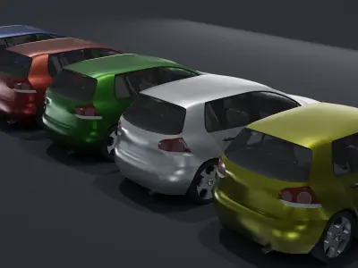 Generic Hatchback Car With Interior Lowpoly 3D Model Low-poly 3D model