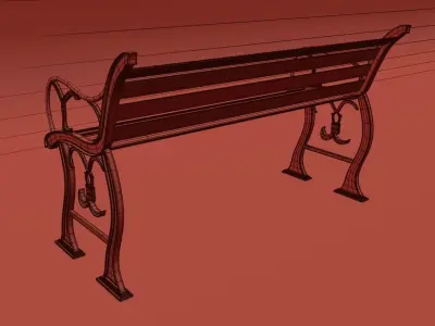 Garden Bench 01 Low-poly 3D model
