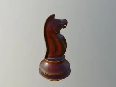 knight wooden chess piece  Low-poly 3D model