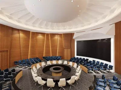 Luxury Round Conference Room 3D model