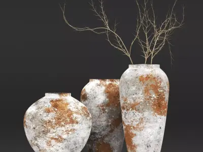 Antique Effect Hydroponic Ceramic Vase Vol5 3D model