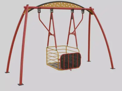Playground Handicapped Chair Swing - 01 Low-poly 3D model