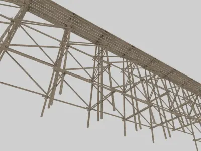 Wood trestle bridge adapted for your games  Low-poly 3D model