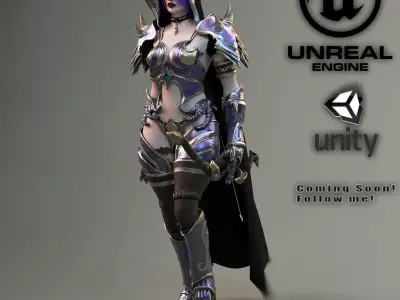 Elf Female Archer Warrior UE - Unity Model Low-poly 3D model