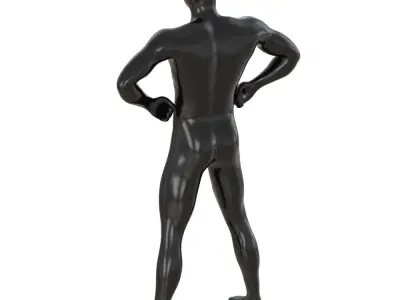 Male black mannequin in wide pose with arms on sides 97 3D model
