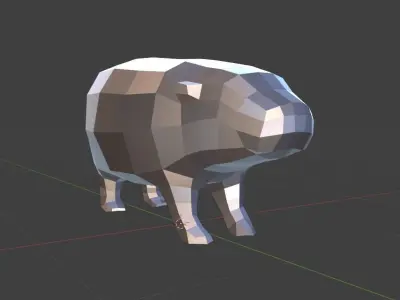 Low poly Baby Hippo Moo Deng  Cute Zoo Animal 3d print Low-poly 3D model