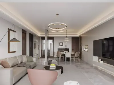 Modern living room dining room interior scenes 235 3D model