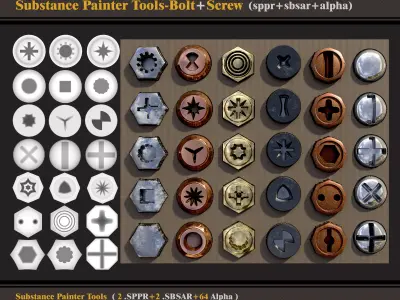 Substance Painter Tools-Bolt and Screw -SPPR-SBSAR-Alpha 3D model