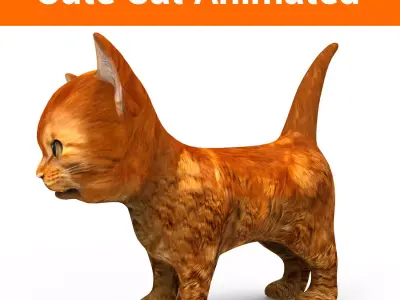 3D Cat Animated Low-poly 3D model