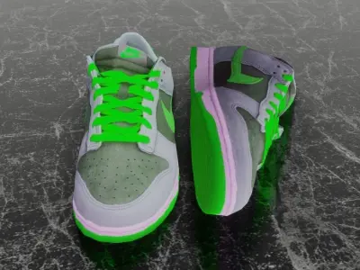 NIKE DUNK 3D SHOES - GREEN Low-poly 3D model