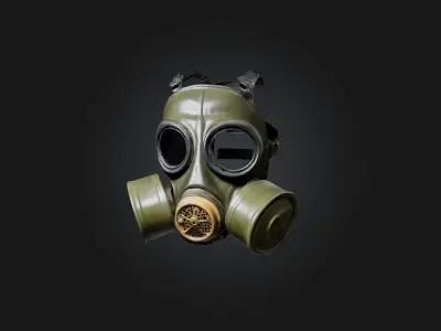Gas Mask Low-poly 3D model 5