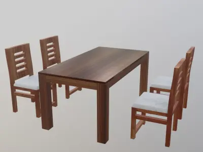 Dining Table and Chair Low-poly 3D model