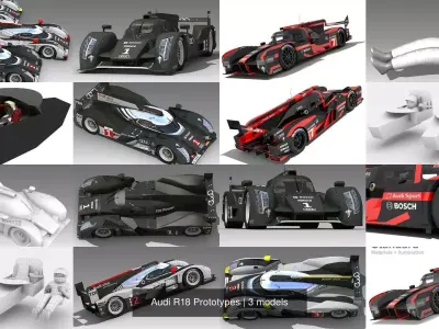 Audi R18 Prototypes 3D Model Collection