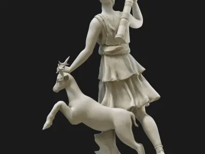 Diana 3D model statue of woman with goat 3D model