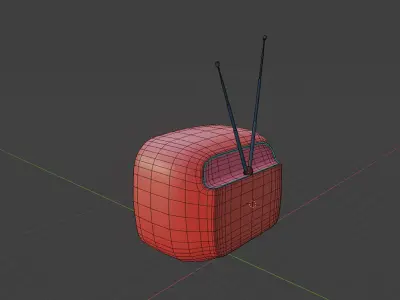 Retro TV receiver television cartoon production subdiv ready 3D model