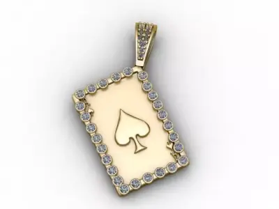 Ace of Spades Pendant   Diamond Border Luxury Card Jewelry STL 3D print model