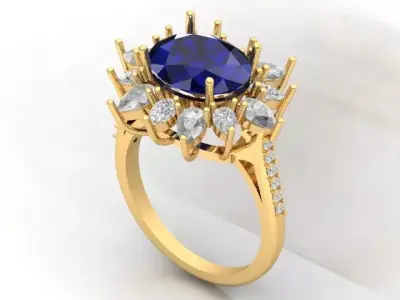 Oval Wedding Ring For Women  3D print model