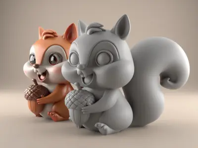 Cute Squirrel 3D STL File for Printing Fun 3D print model