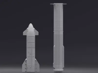 Starship and Superheavy Booster Scale model 3D print model