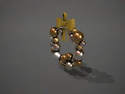 Silver and Gold Christmas Bauble Wreath Low-poly 3D model