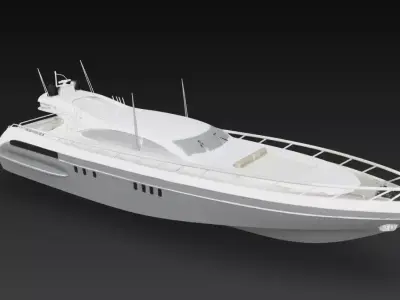 Modern White Sport Yacht Exterior - Luxury Motor Boat 3D Model 3D print model