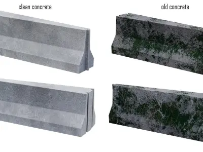 Road concrete barrier set Low-poly 3D model