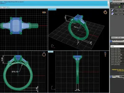Three-stone Diamond Ring R1 3D print model